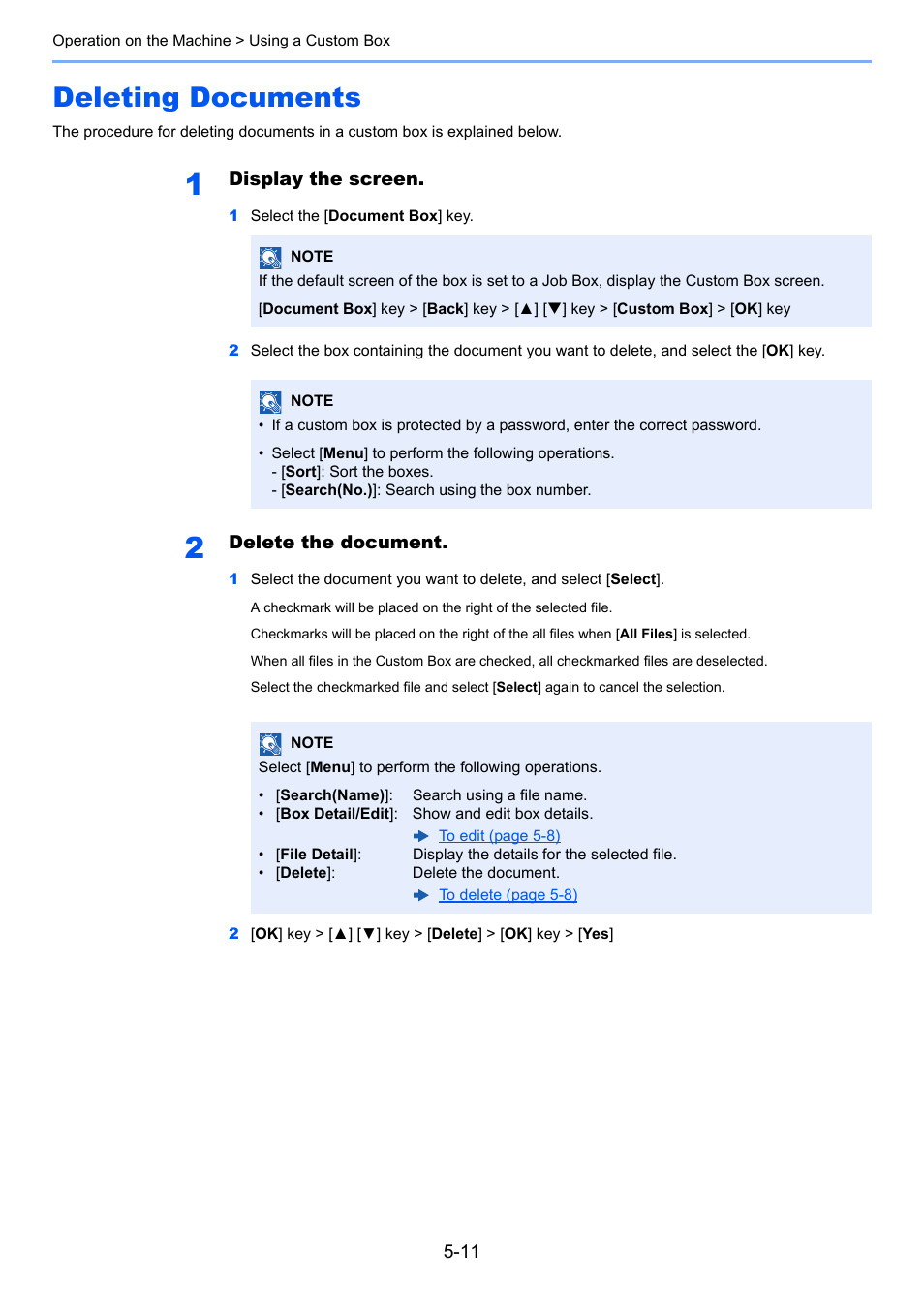 Deleting documents, Deleting documents -11 | TA Triumph-Adler P-C3560DN User Manual | Page 119 / 257