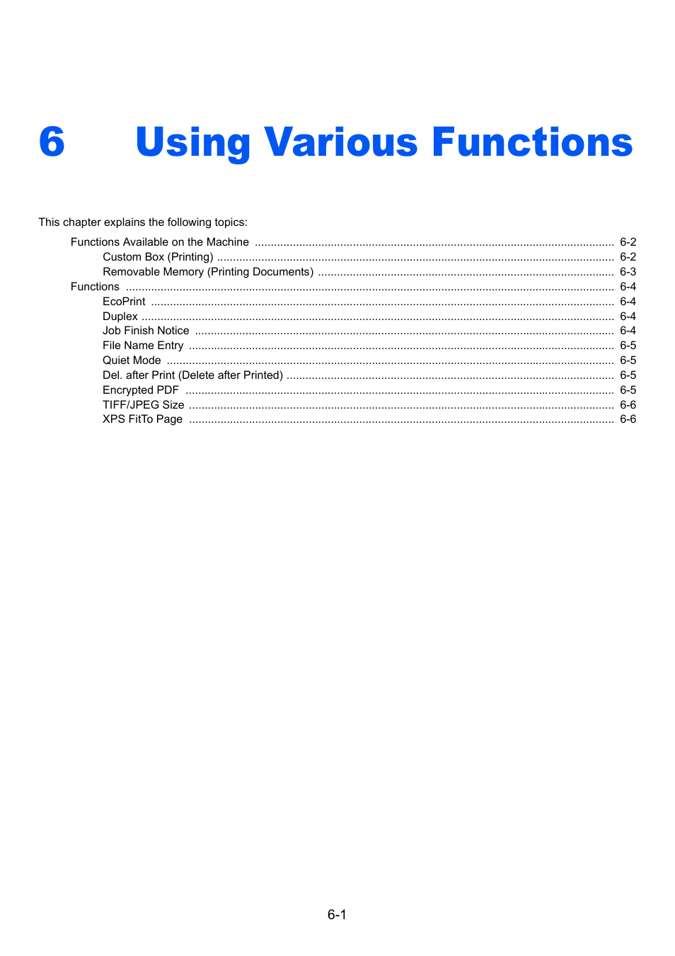 6 using various functions, Using various functions -1, Using various functions | 6using various functions | TA Triumph-Adler P-C3560DN User Manual | Page 123 / 257