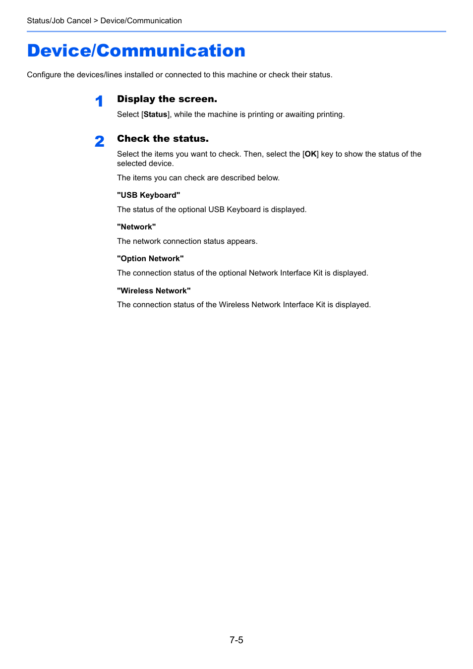 Device/communication, Device/communication -5, Network | TA Triumph-Adler P-C3560DN User Manual | Page 133 / 257