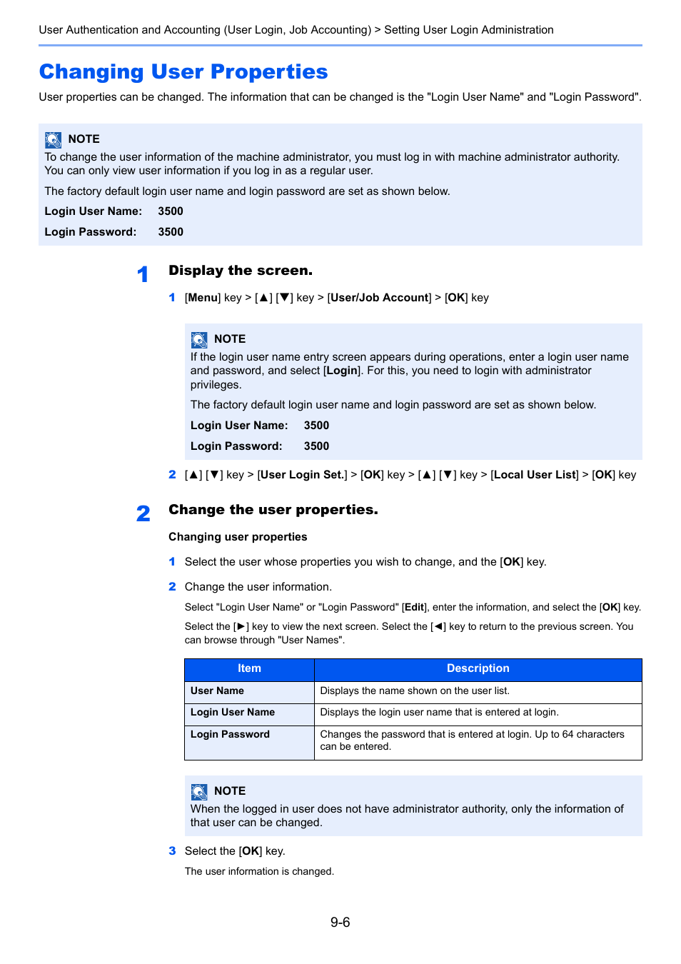 Changing user properties, Changing user properties -6 | TA Triumph-Adler P-C3560DN User Manual | Page 166 / 257