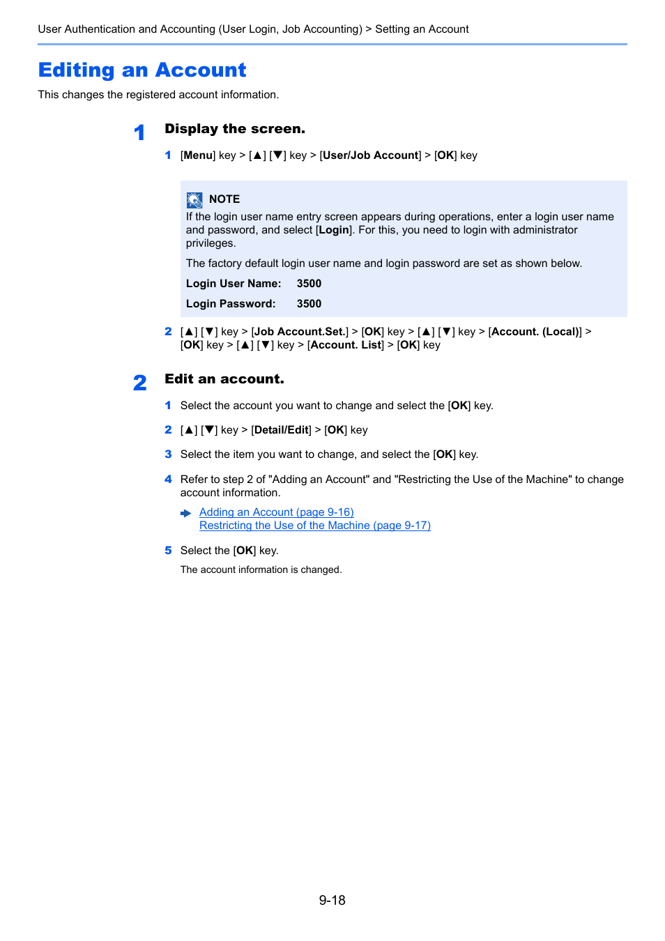 Editing an account, Editing an account -18 | TA Triumph-Adler P-C3560DN User Manual | Page 178 / 257