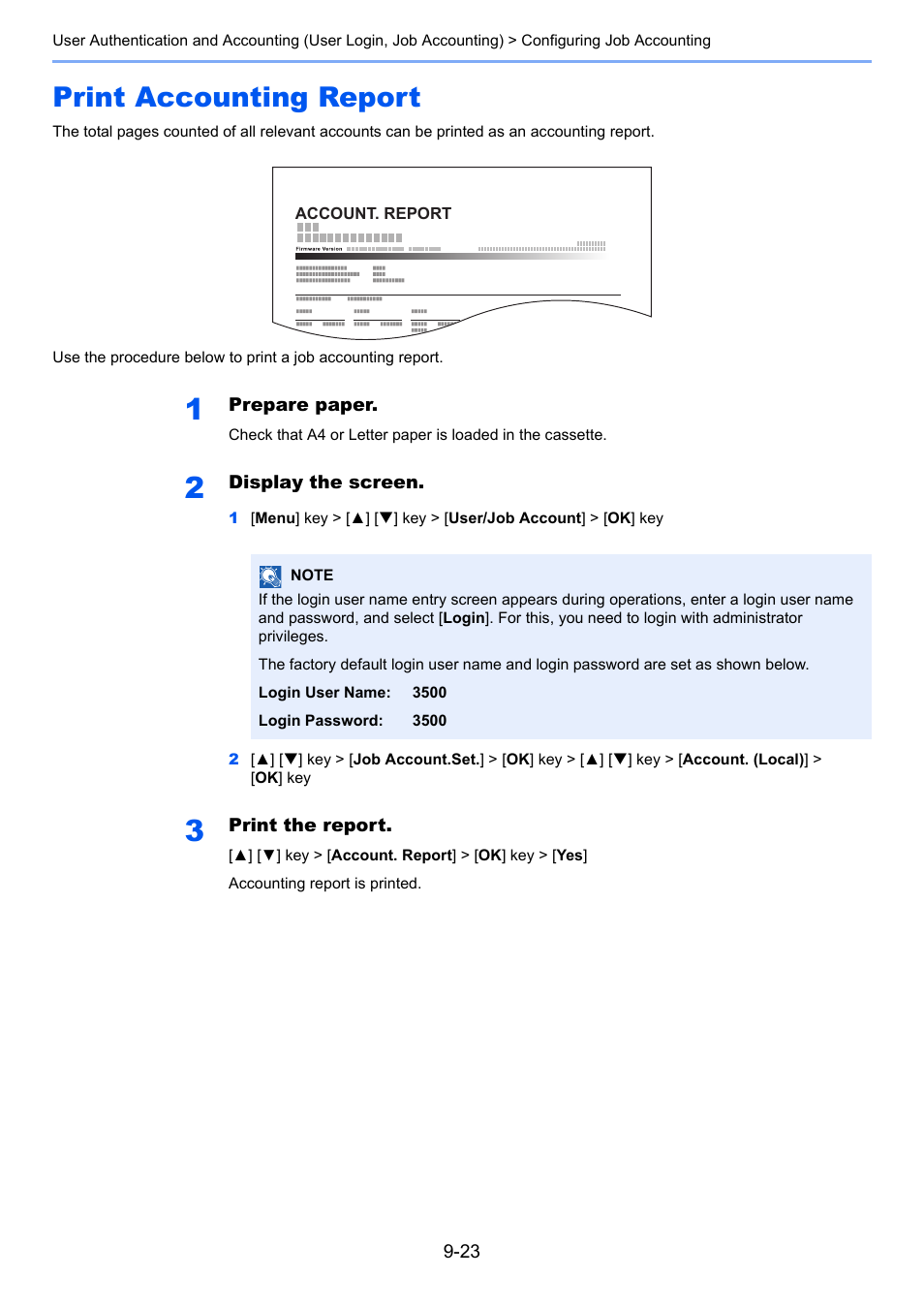 Print accounting report, Print accounting report -23 | TA Triumph-Adler P-C3560DN User Manual | Page 183 / 257