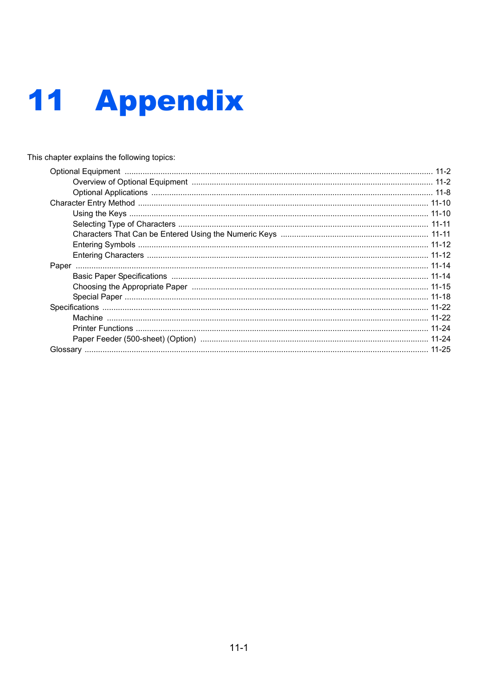 11 appendix, Appendix -1, Appendix | TA Triumph-Adler P-C3560DN User Manual | Page 223 / 257