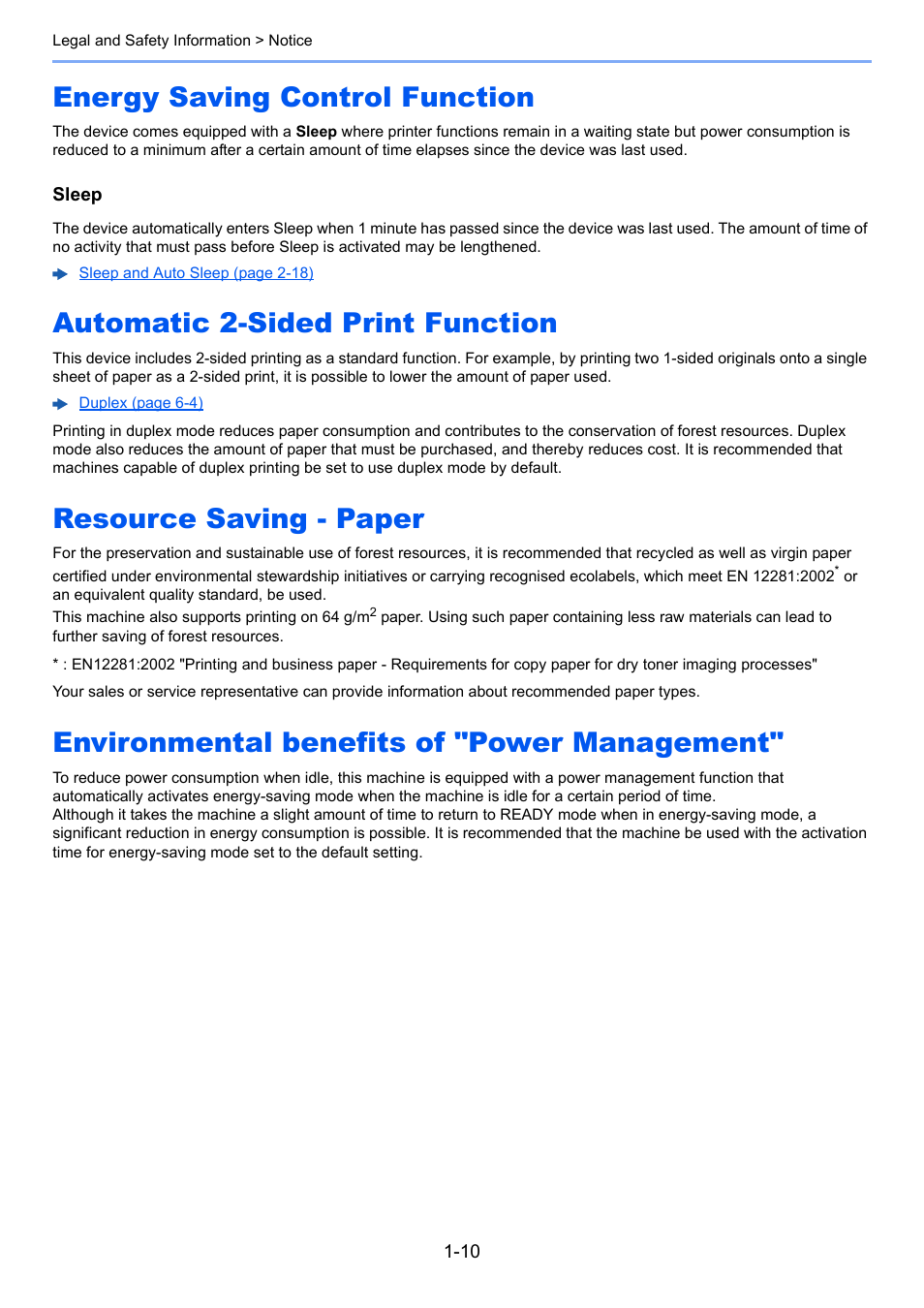 Energy saving control function, Automatic 2-sided print function, Resource saving - paper | Environmental benefits of "power management | TA Triumph-Adler P-C3560DN User Manual | Page 28 / 257