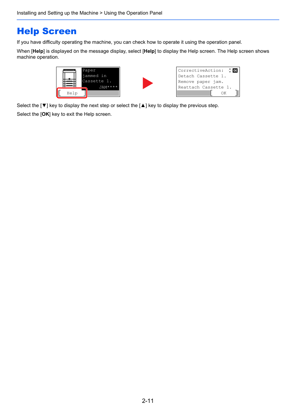 Help screen, Help screen -11 | TA Triumph-Adler P-C3560DN User Manual | Page 40 / 257