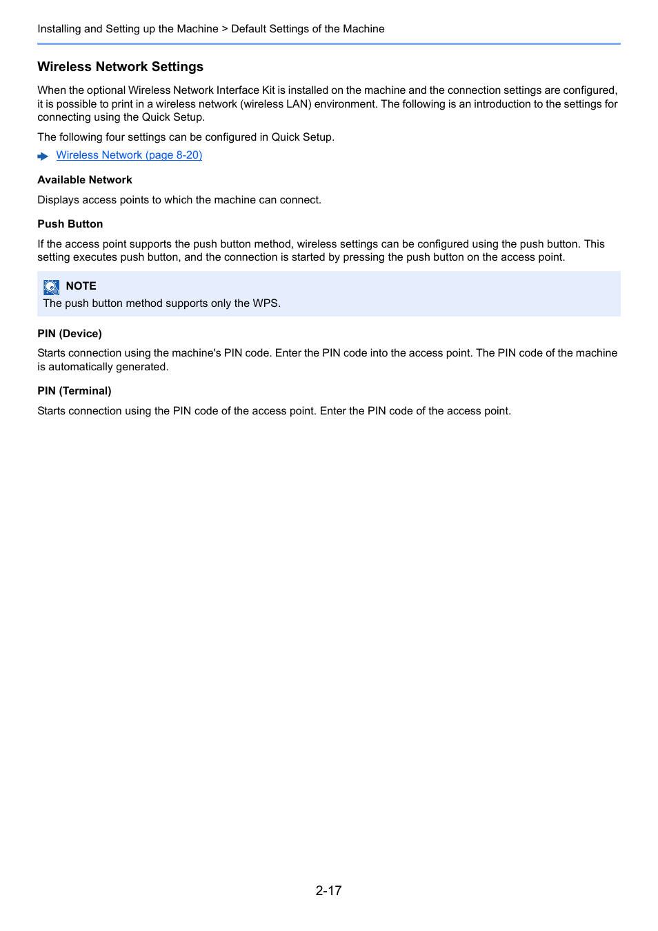 Wireless network settings | TA Triumph-Adler P-C3560DN User Manual | Page 46 / 257