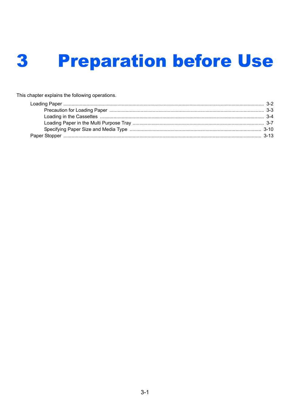 3 preparation before use, Preparation before use -1, Preparation before use | 3preparation before use | TA Triumph-Adler P-C3560DN User Manual | Page 74 / 257