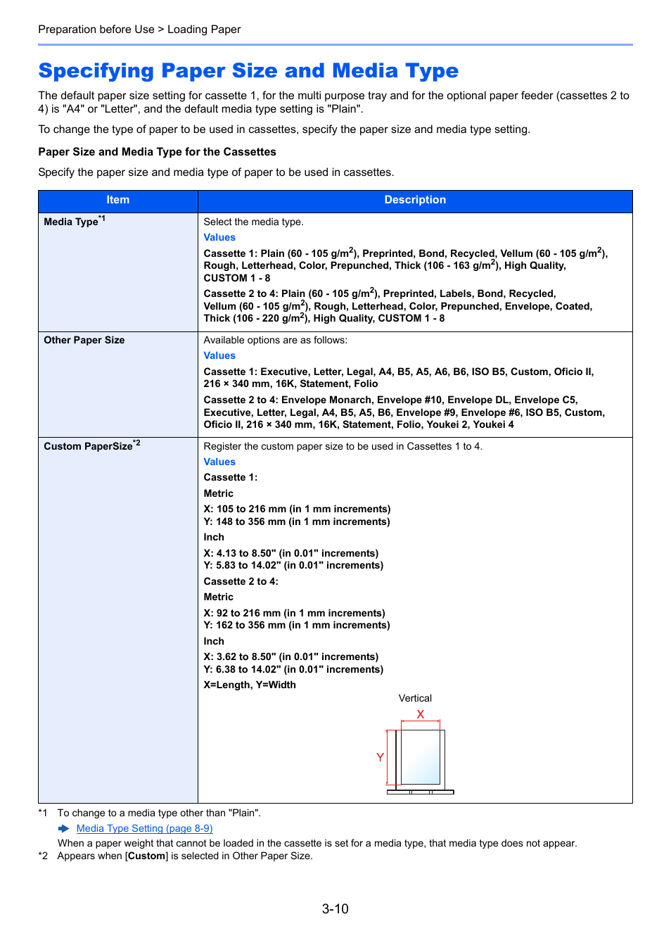 Specifying paper size and media type, Specifying paper size and media type -10 | TA Triumph-Adler P-C3560DN User Manual | Page 83 / 257