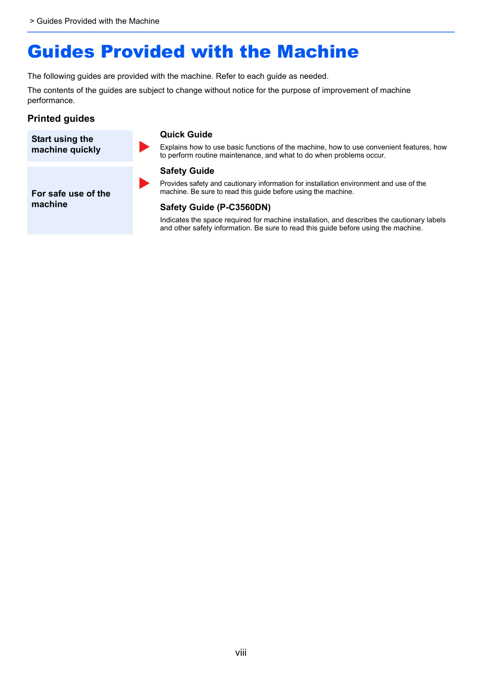 Guides provided with the machine | TA Triumph-Adler P-C3560DN User Manual | Page 9 / 257