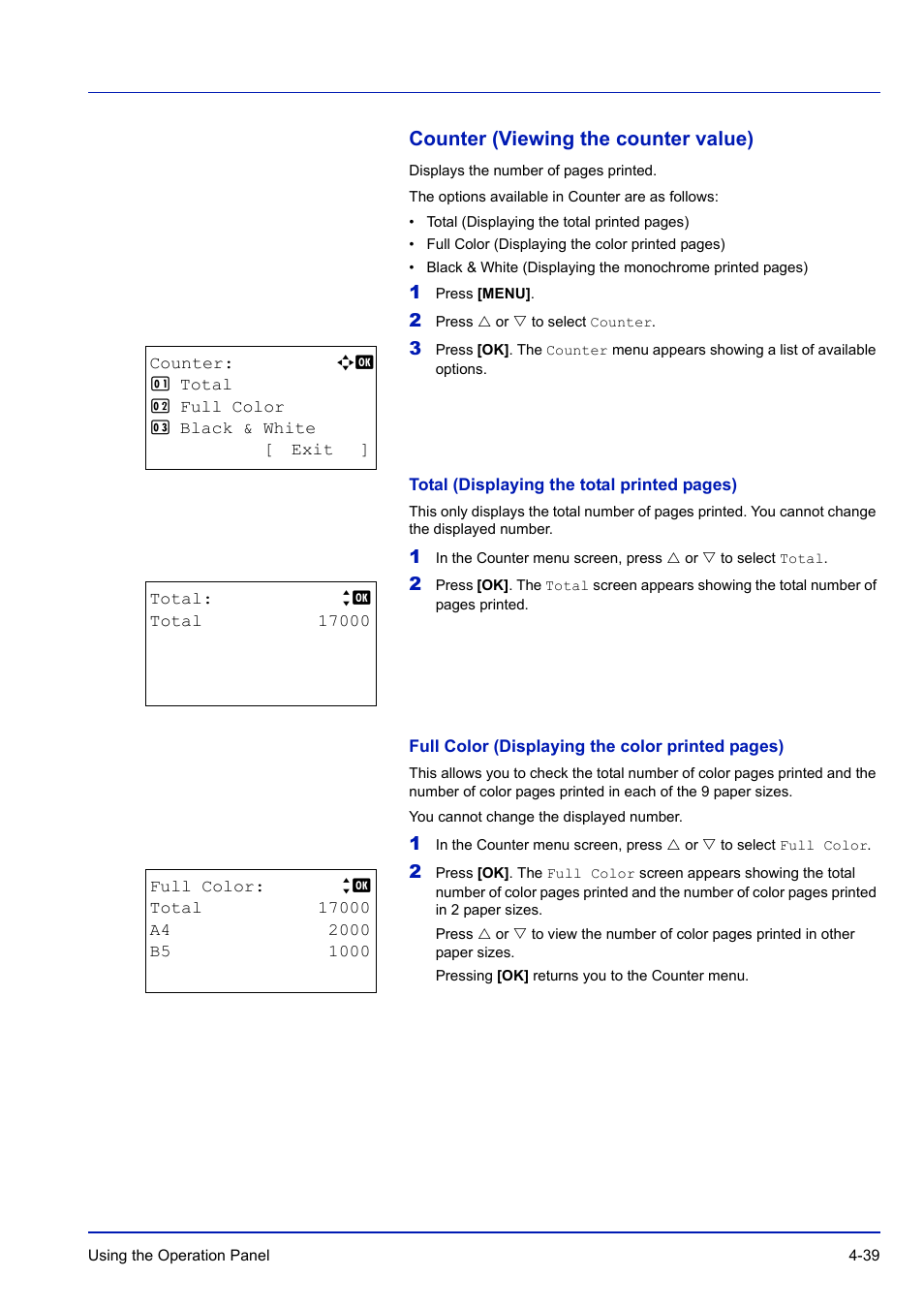 Counter (viewing the counter value), Counter (viewing the counter value) -39 | TA Triumph-Adler P-C3570DN User Manual | Page 112 / 255