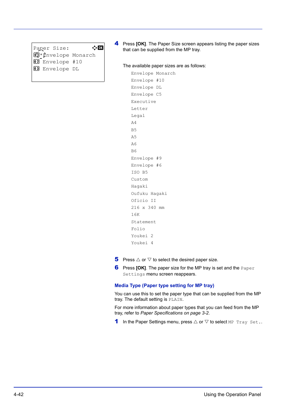 Media type (paper type setting for mp tray) | TA Triumph-Adler P-C3570DN User Manual | Page 115 / 255