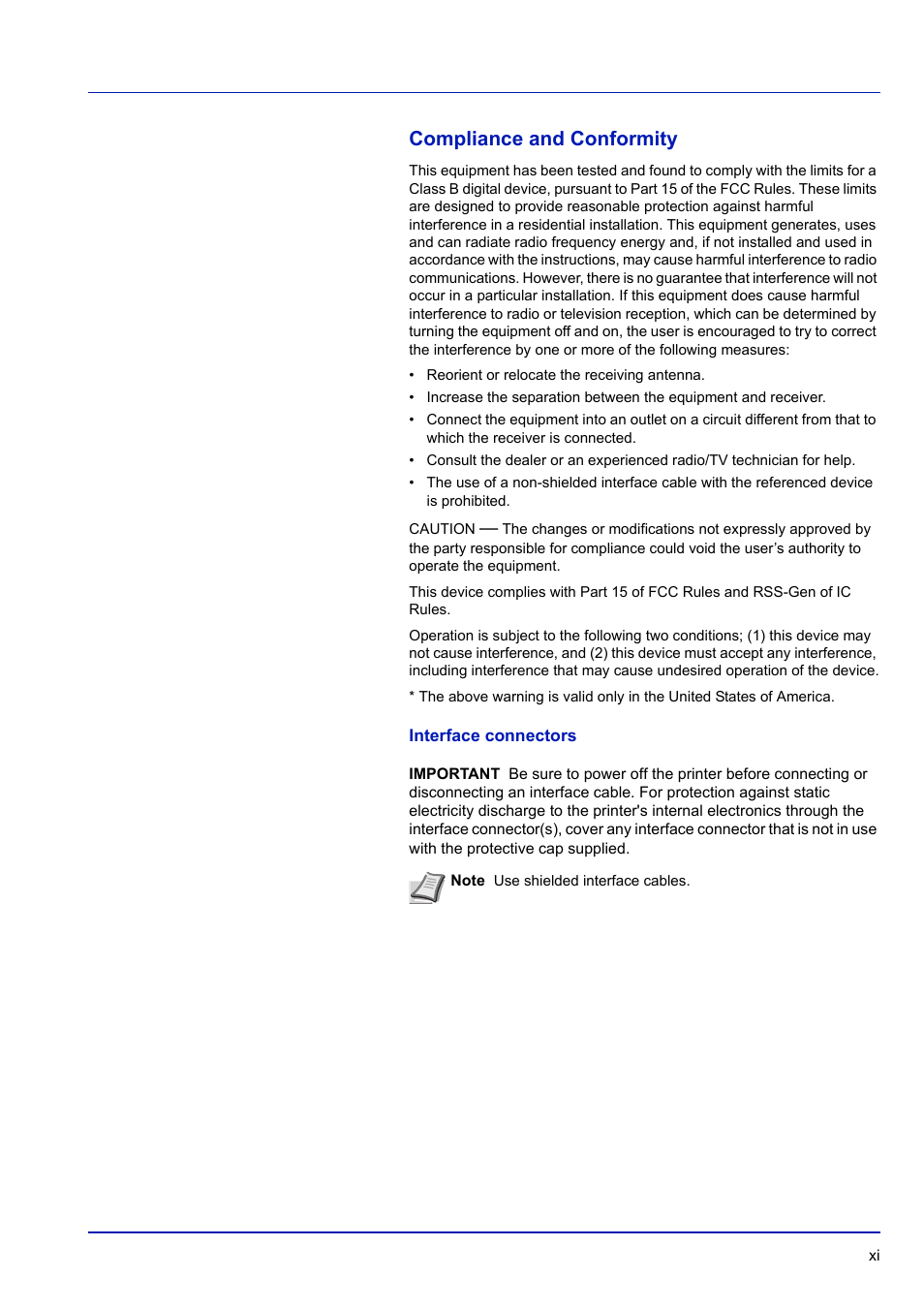Compliance and conformity, Interface connectors | TA Triumph-Adler P-C3570DN User Manual | Page 12 / 255