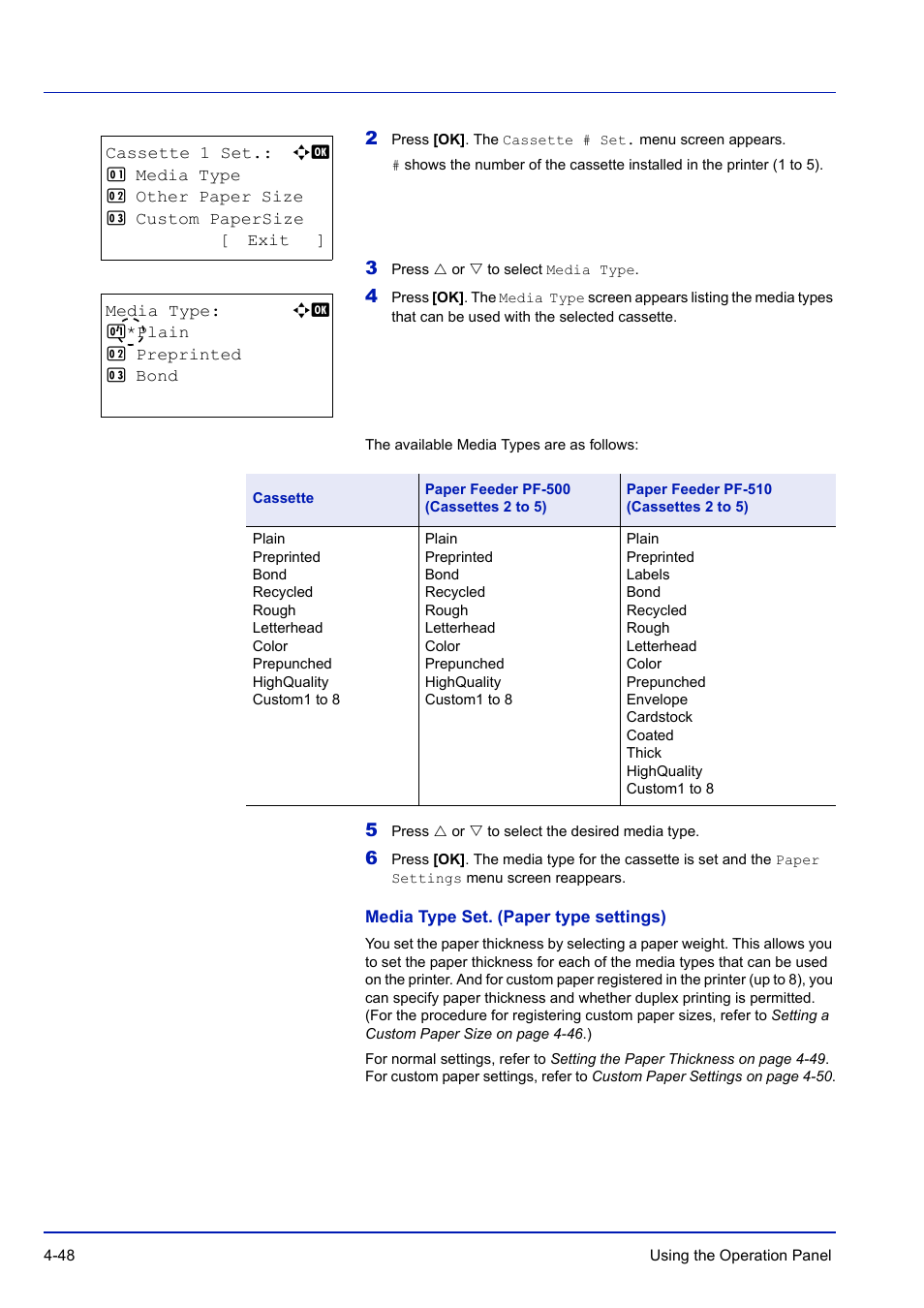 Media type set. (paper type settings) | TA Triumph-Adler P-C3570DN User Manual | Page 121 / 255