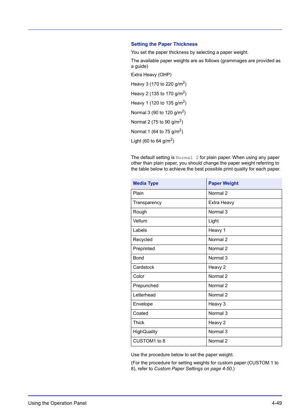 Setting the paper thickness | TA Triumph-Adler P-C3570DN User Manual | Page 122 / 255
