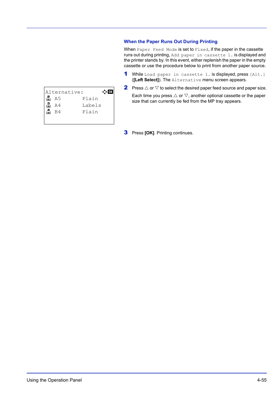 When the paper runs out during printing | TA Triumph-Adler P-C3570DN User Manual | Page 128 / 255