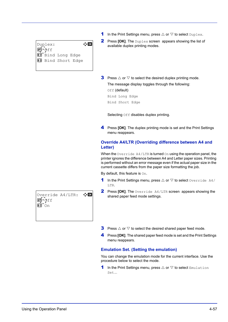 Emulation set. (setting the emulation) | TA Triumph-Adler P-C3570DN User Manual | Page 130 / 255