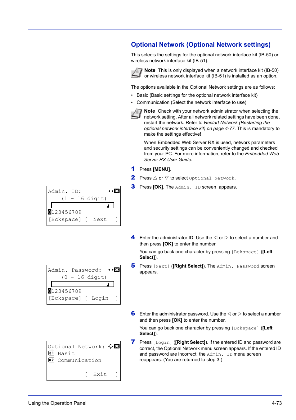 Optional network (optional network settings), Optional network (optional network settings) -73 | TA Triumph-Adler P-C3570DN User Manual | Page 146 / 255