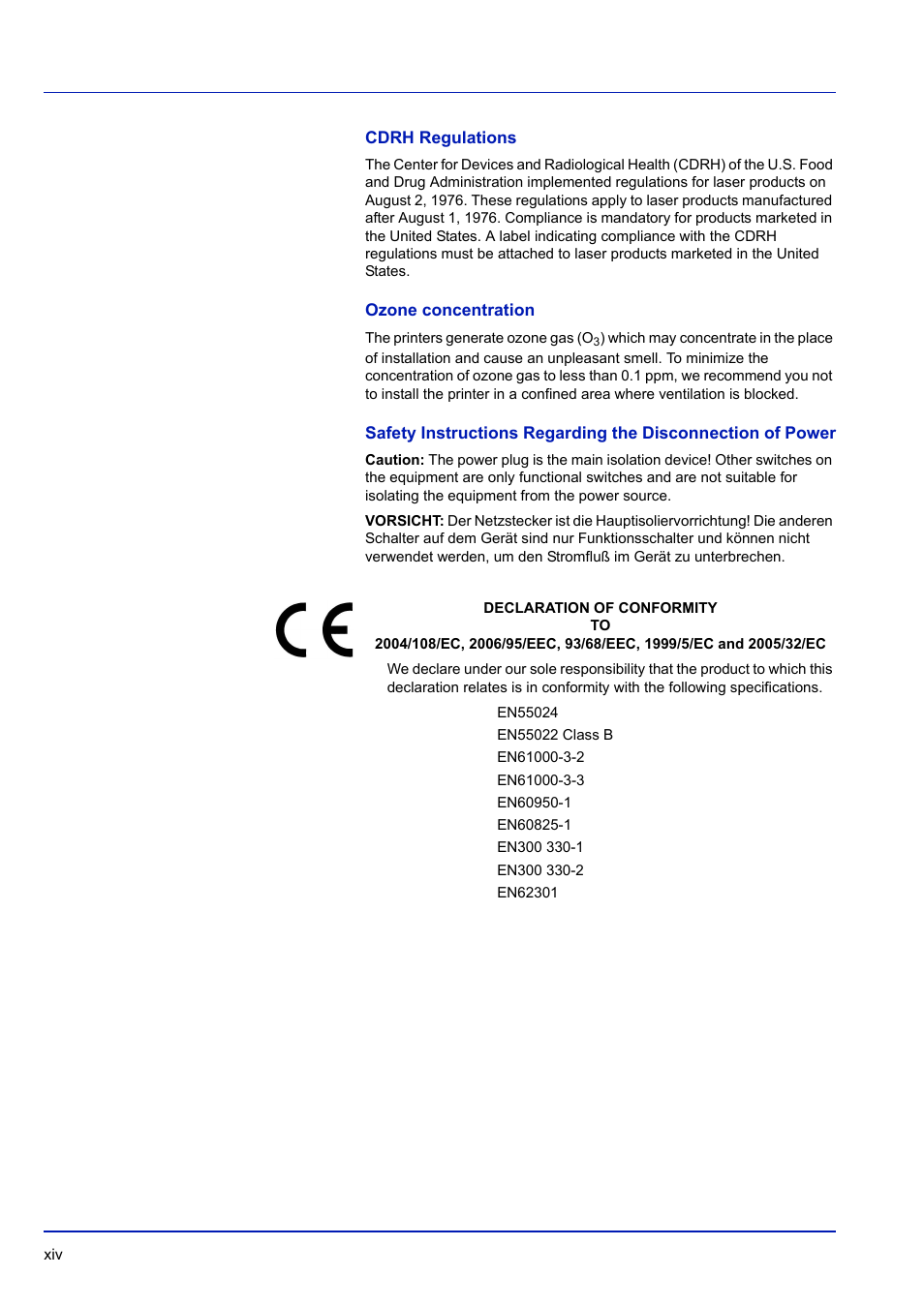 Cdrh regulations, Ozone concentration | TA Triumph-Adler P-C3570DN User Manual | Page 15 / 255