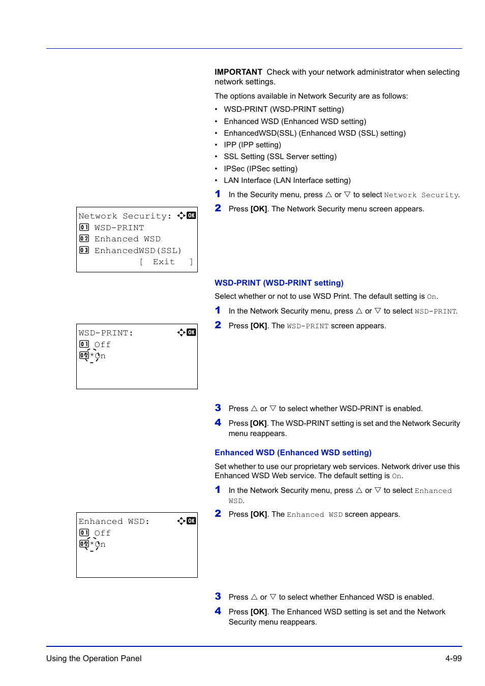 Wsd-print (wsd-print setting), Enhanced wsd (enhanced wsd setting) | TA Triumph-Adler P-C3570DN User Manual | Page 172 / 255