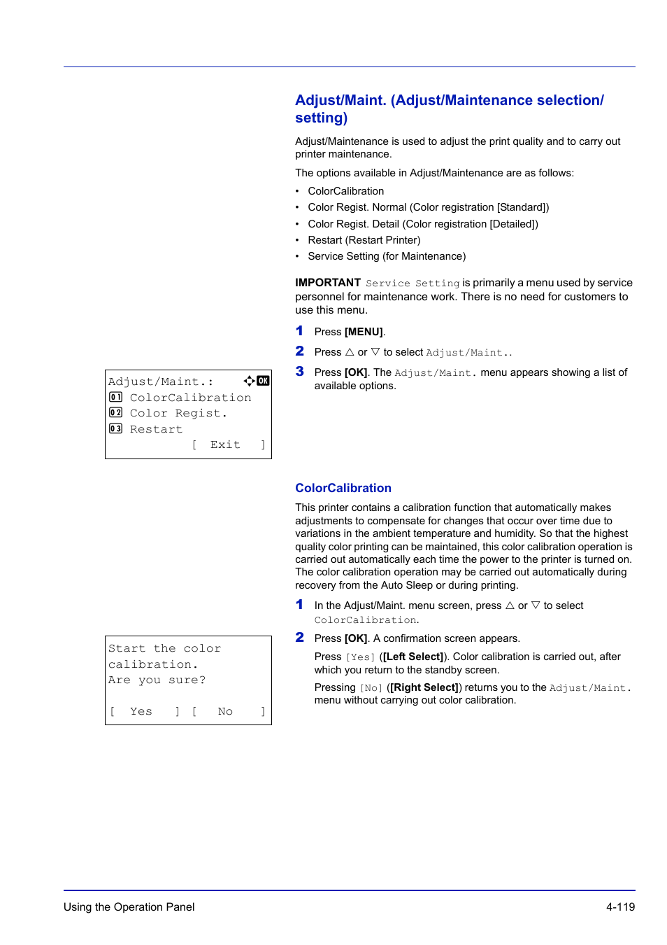Colorcalibration | TA Triumph-Adler P-C3570DN User Manual | Page 192 / 255