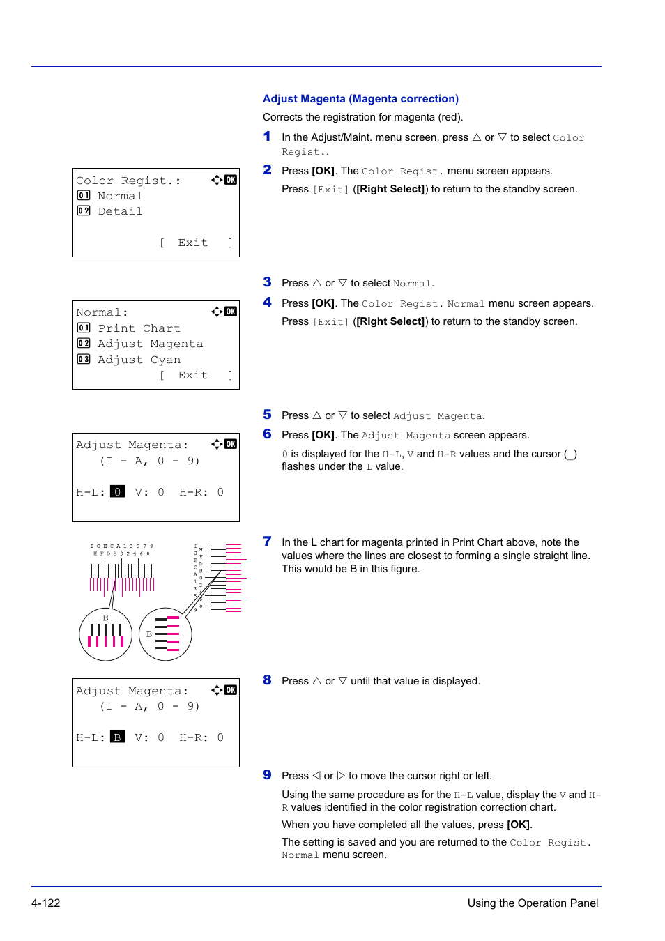 Adjust magenta (magenta correction) | TA Triumph-Adler P-C3570DN User Manual | Page 195 / 255