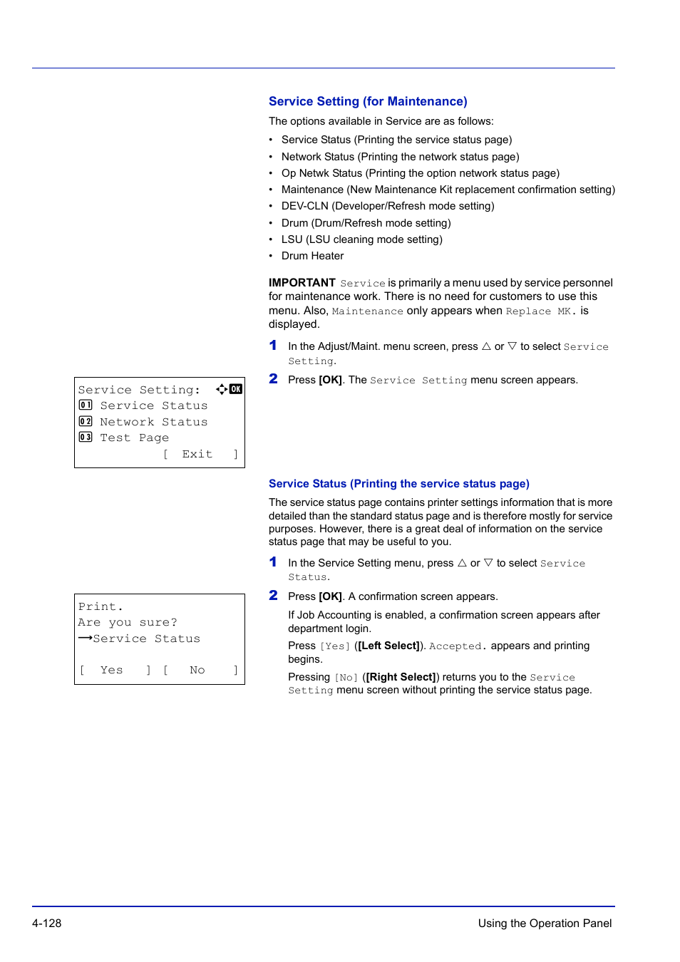 Service setting (for maintenance) | TA Triumph-Adler P-C3570DN User Manual | Page 201 / 255