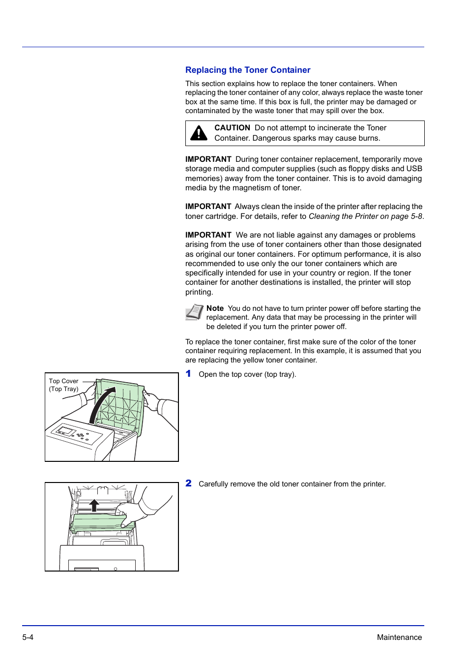 Replacing the toner container | TA Triumph-Adler P-C3570DN User Manual | Page 209 / 255