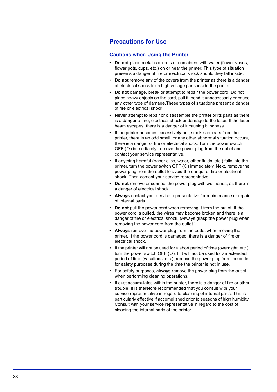 Precautions for use, Cautions when using the printer | TA Triumph-Adler P-C3570DN User Manual | Page 21 / 255