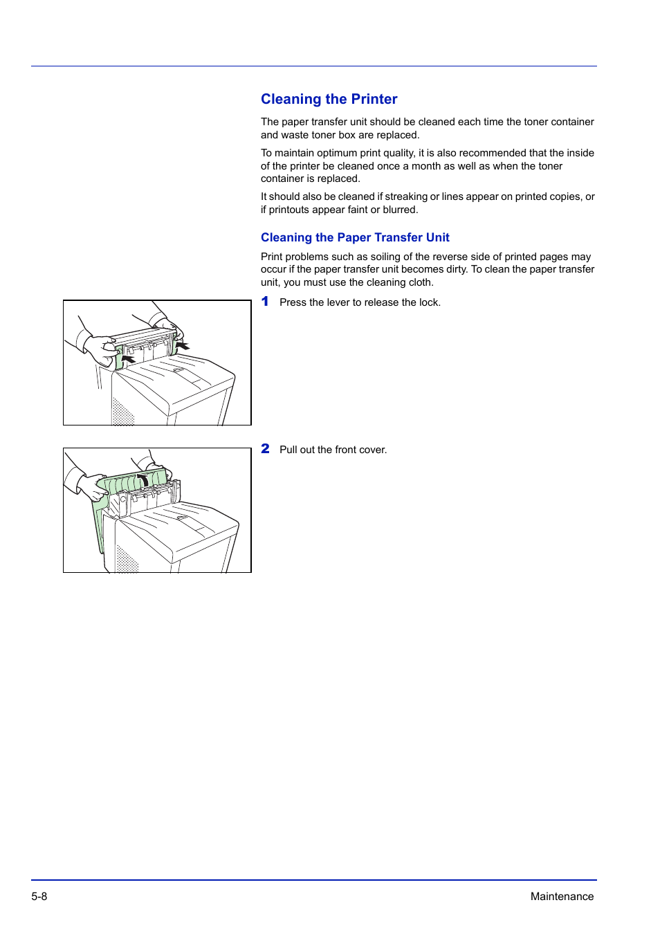 Cleaning the printer, Cleaning the paper transfer unit, Cleaning the printer -8 | TA Triumph-Adler P-C3570DN User Manual | Page 213 / 255
