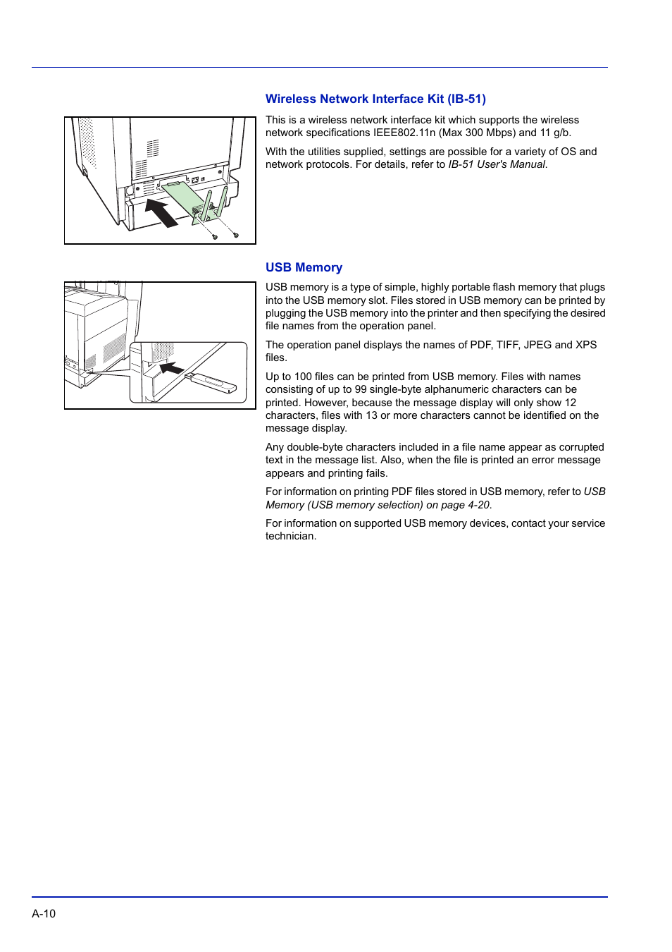 Wireless network interface kit (ib-51), Usb memory | TA Triumph-Adler P-C3570DN User Manual | Page 243 / 255