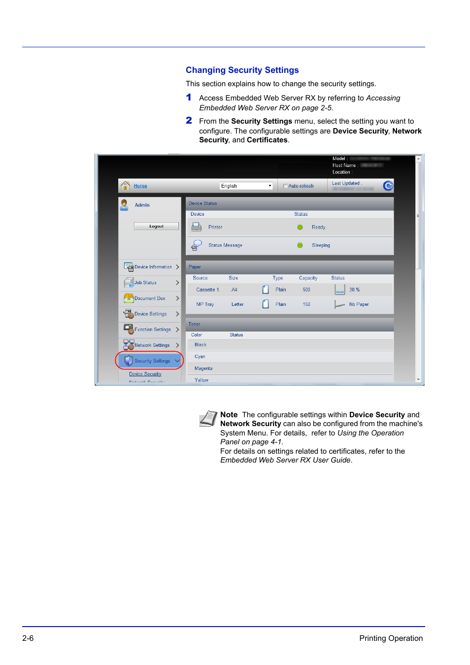 Changing security settings | TA Triumph-Adler P-C3570DN User Manual | Page 33 / 255