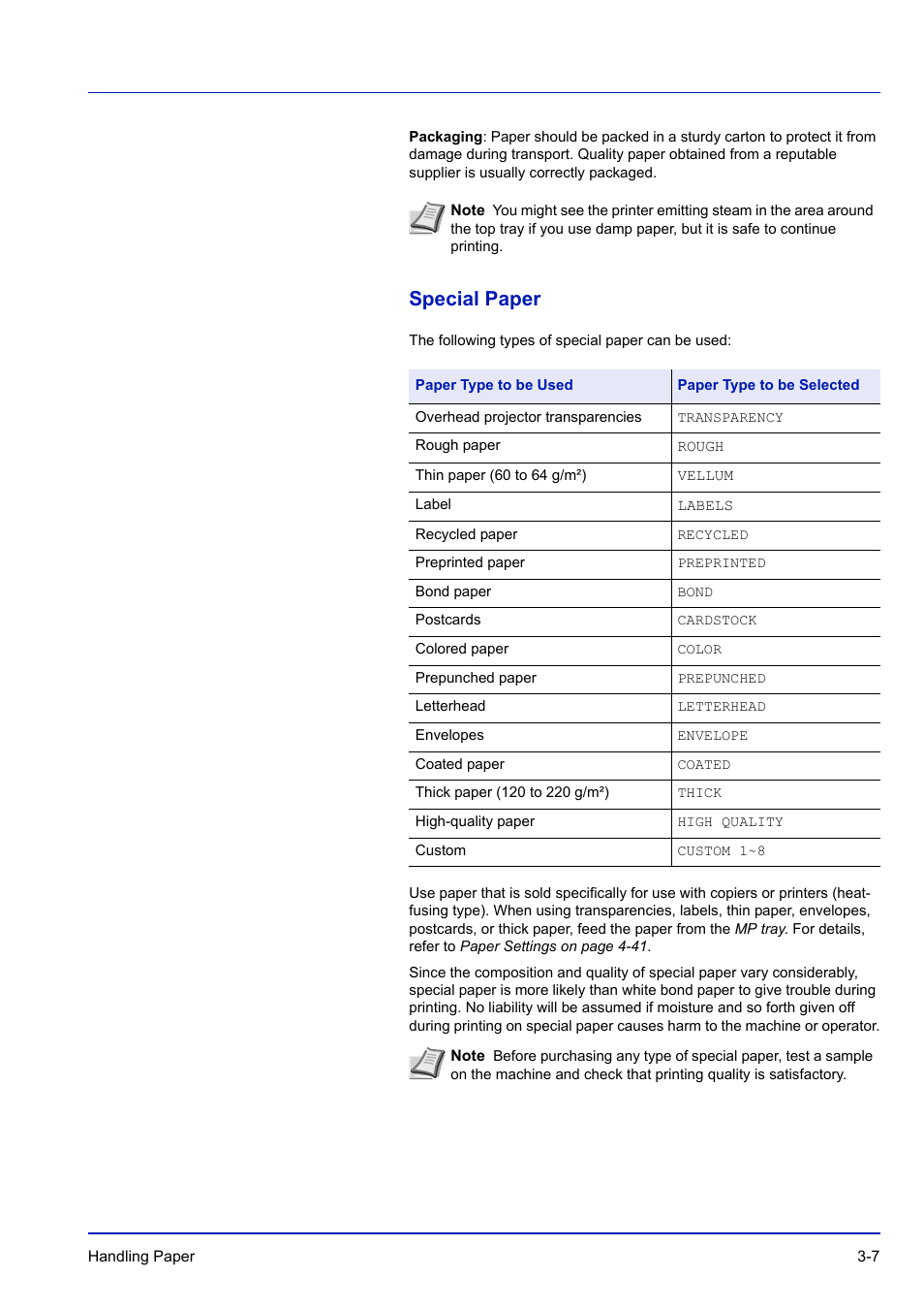 Special paper, Special paper -7 | TA Triumph-Adler P-C3570DN User Manual | Page 62 / 255
