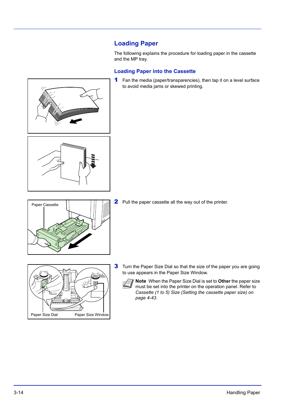 Loading paper, Loading paper into the cassette, Loading paper -14 | TA Triumph-Adler P-C3570DN User Manual | Page 69 / 255