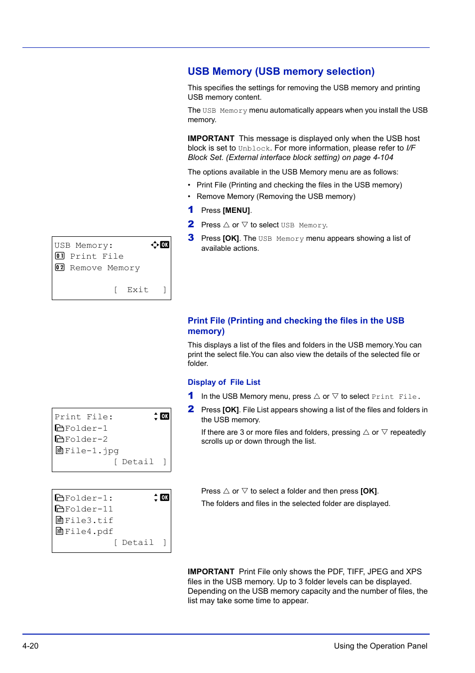 Usb memory (usb memory selection), Display of file list, Usb memory (usb memory selection) -20 | TA Triumph-Adler P-C3570DN User Manual | Page 93 / 255