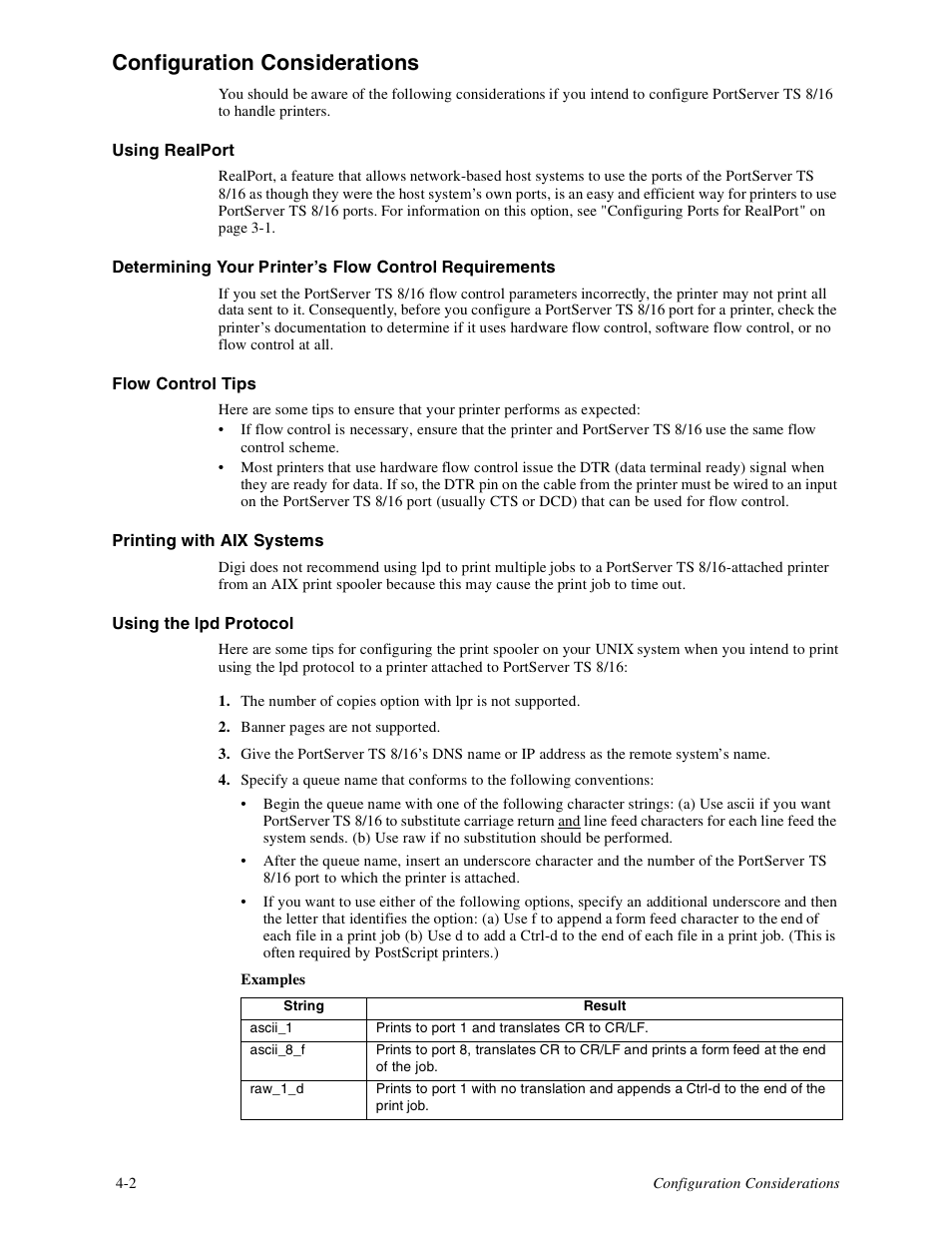 Configuration considerations -2, Configuration considerations | Digi PortServer TS8 User Manual | Page 24 / 106