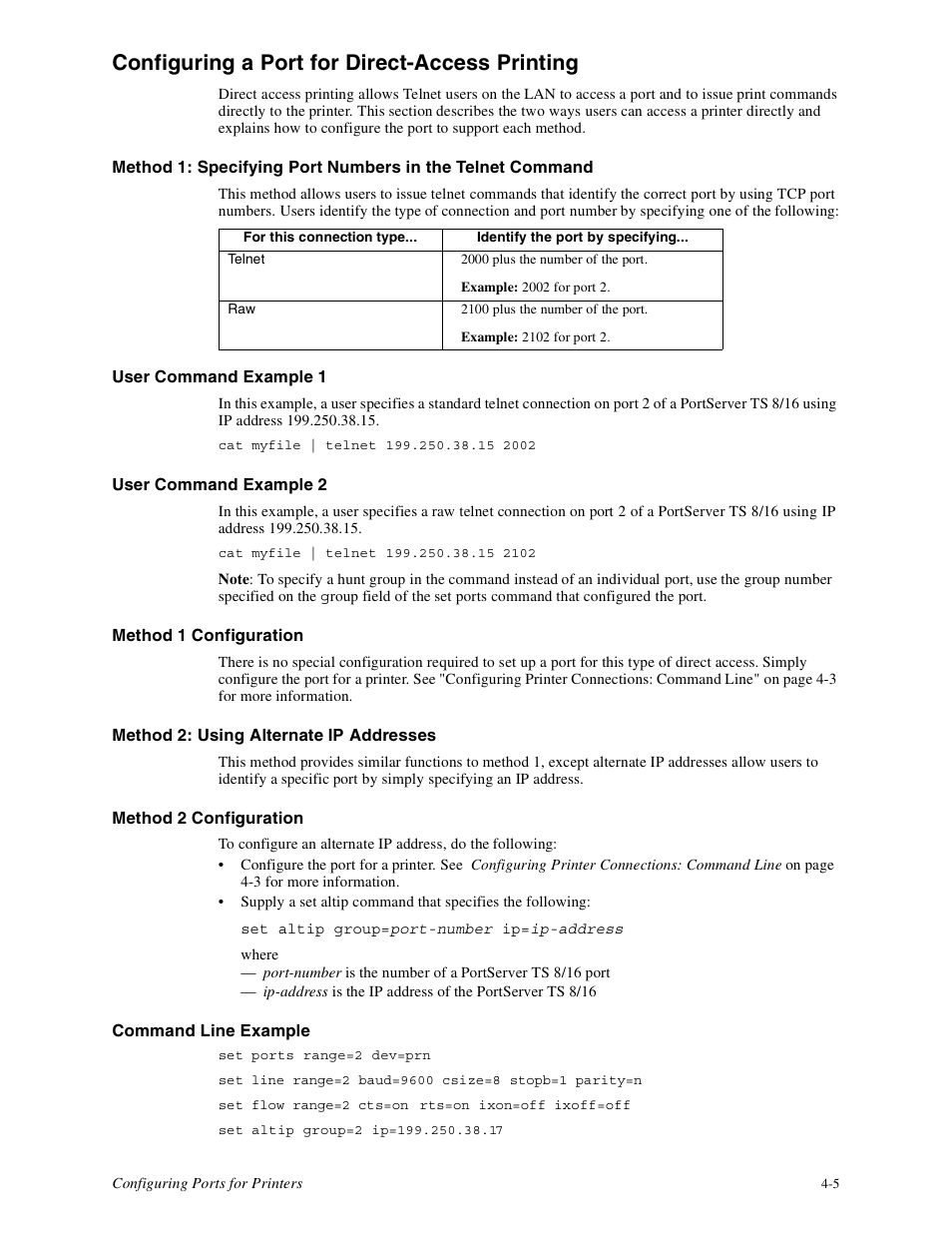 Configuring a port for direct-access printing -5, Configuring a port for direct-access printing | Digi PortServer TS8 User Manual | Page 27 / 106