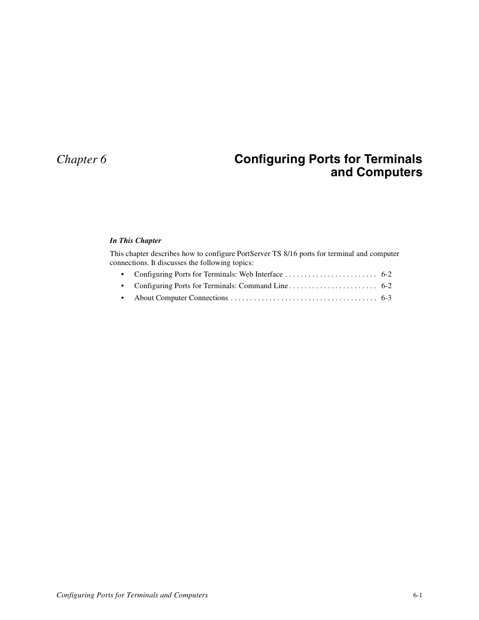 Chapter 5, Configuring ports for terminals and computers | Digi PortServer TS8 User Manual | Page 29 / 106