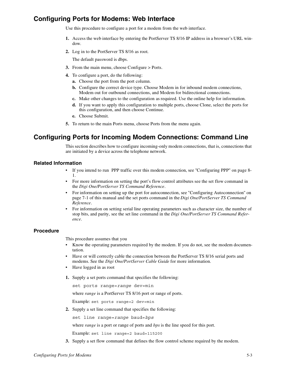 Configuring ports for modems: web interface | Digi PortServer TS8 User Manual | Page 35 / 106