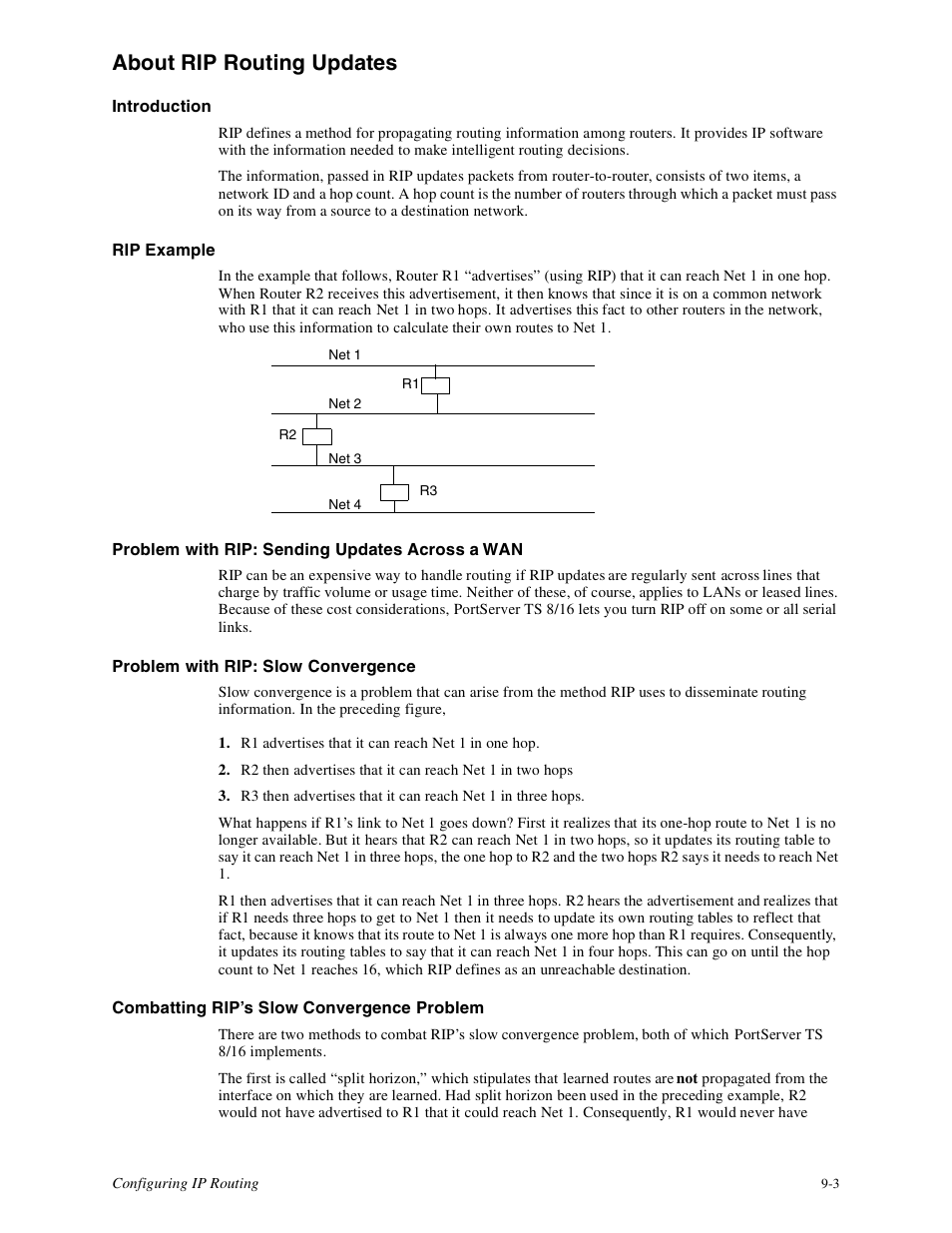 About rip routing updates -3, About rip routing updates | Digi PortServer TS8 User Manual | Page 45 / 106