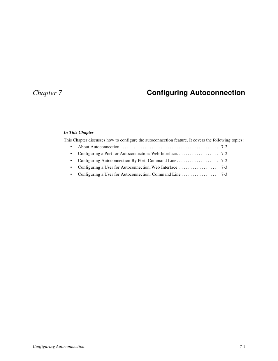Chapter 9, Configuring autoconnection, Chapter 7 configuring autoconnection | Digi PortServer TS8 User Manual | Page 51 / 106