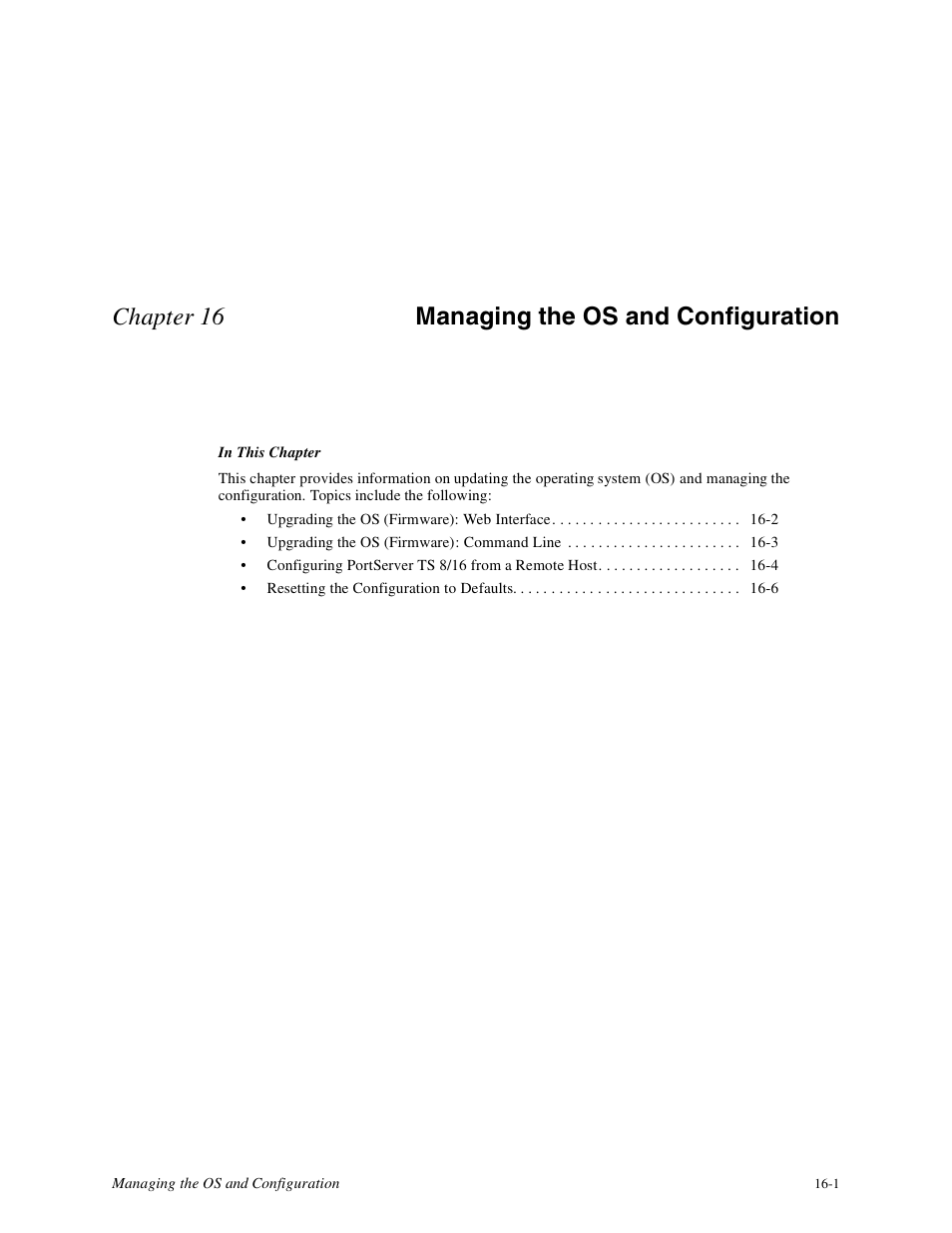 Chapter 14 managing the os and configuration, Chapter 16 managing the os and configuration | Digi PortServer TS8 User Manual | Page 75 / 106