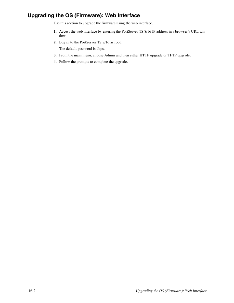 Upgrading the os (firmware): web interface -2, Upgrading the os (firmware): web interface | Digi PortServer TS8 User Manual | Page 76 / 106