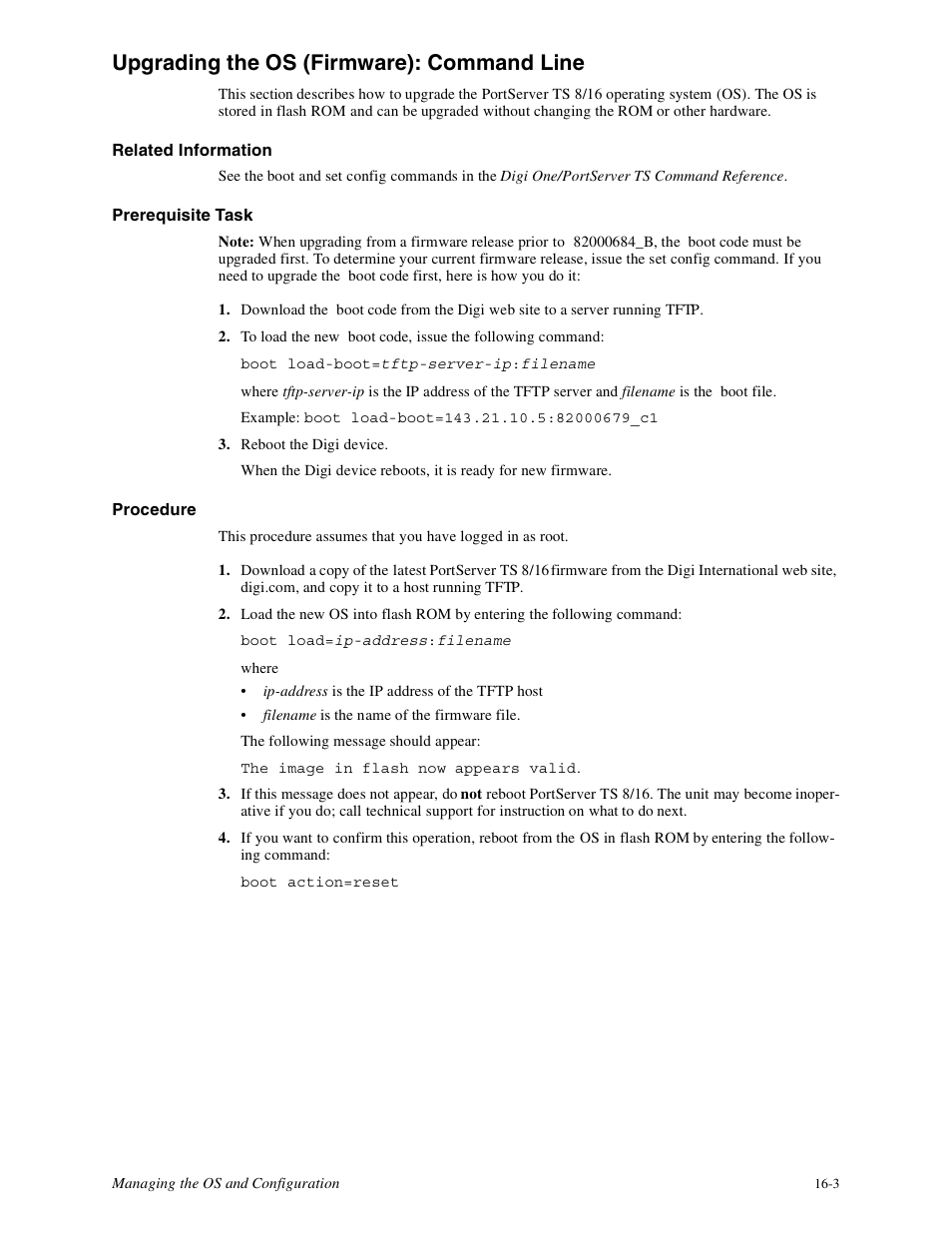 Upgrading the os (firmware): command line -3, Upgrading the os (firmware): command line | Digi PortServer TS8 User Manual | Page 77 / 106