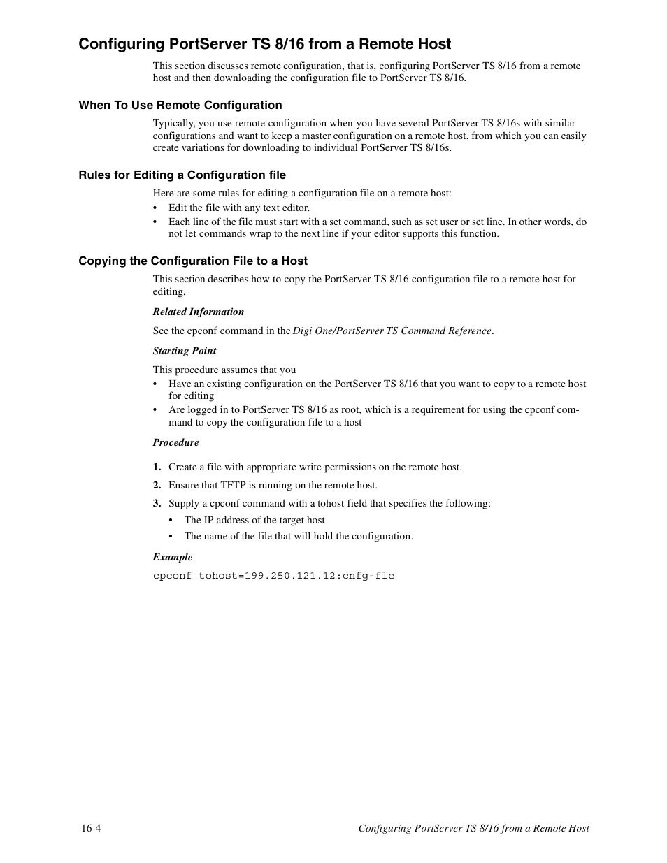 Configuring portserver ts 8/16 from a remote host | Digi PortServer TS8 User Manual | Page 78 / 106