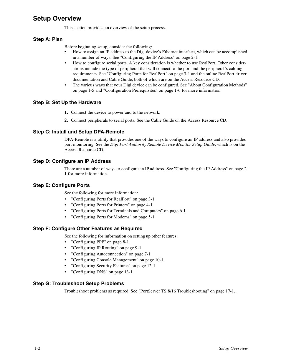 Setup overview -2, Setup overview | Digi PortServer TS8 User Manual | Page 8 / 106