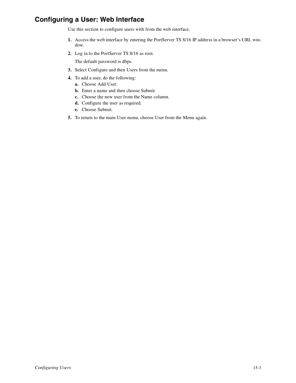 Configuring a user: web interface -3, Configuring a user: web interface | Digi PortServer TS8 User Manual | Page 83 / 106
