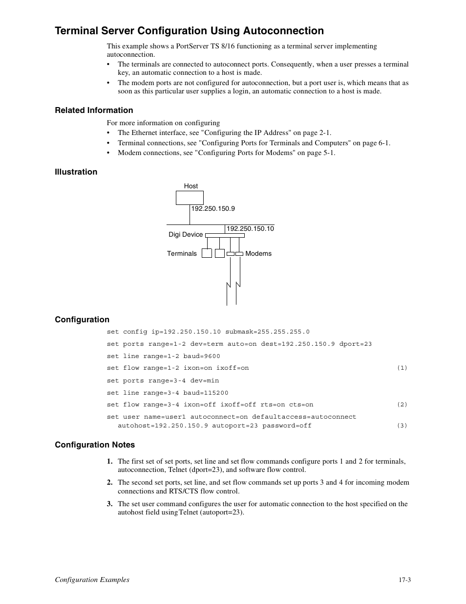 Terminal server configuration using autoconnection | Digi PortServer TS8 User Manual | Page 87 / 106