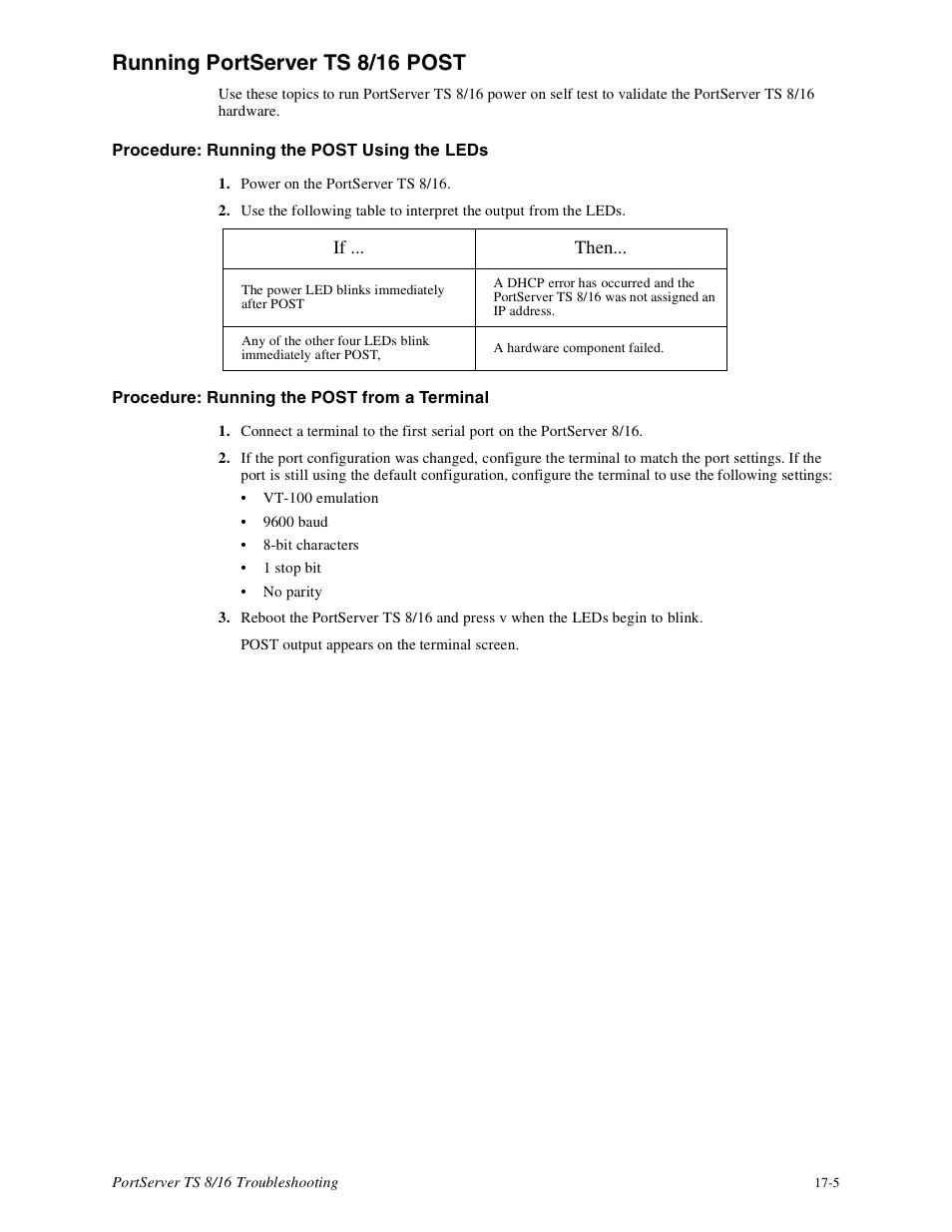 Running portserver ts 8/16 post -5, Running portserver ts 8/16 post | Digi PortServer TS8 User Manual | Page 95 / 106