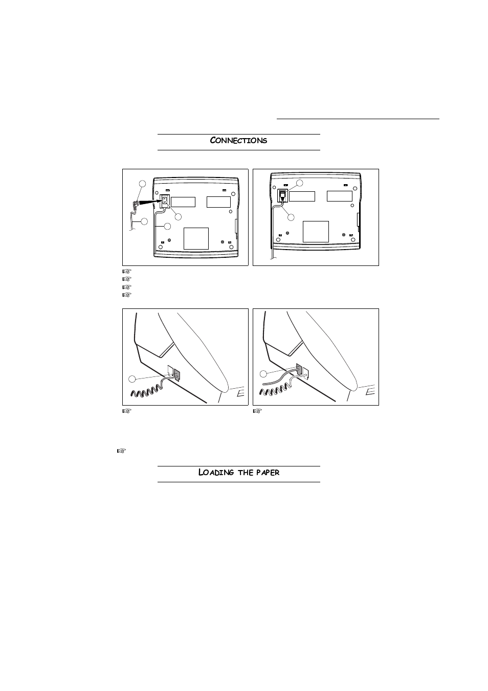 Connections, Loading the paper, Rqqhfwlrqv | Rdglqjwkhsdshu | TA Triumph-Adler FAX 720 User Manual | Page 12 / 66