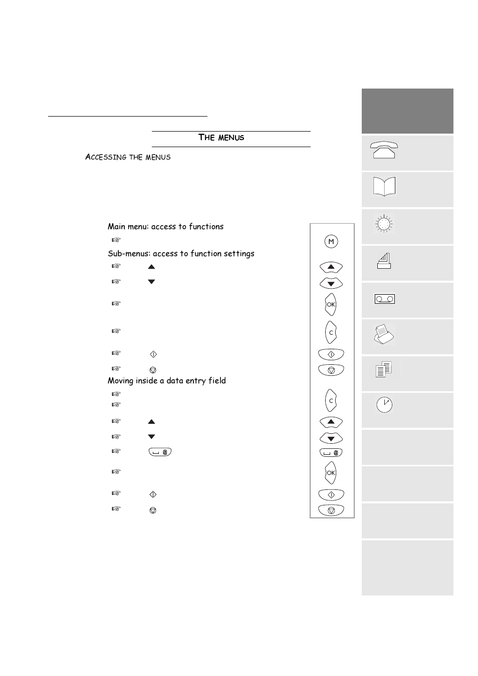 The menus, Accessing the menus, 7khphqxv | TA Triumph-Adler FAX 720 User Manual | Page 15 / 66